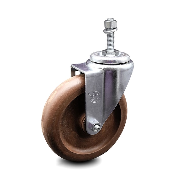 5 Inch High Temp Glass Filled Nylon Wheel Swivel 3/8 Inch Threaded Stem Caster